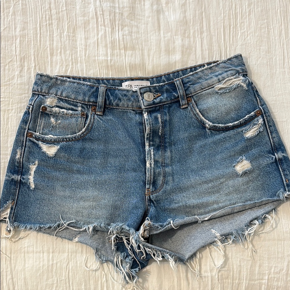 Zara Blue Jean Shorts Distressed Daisy Dukes